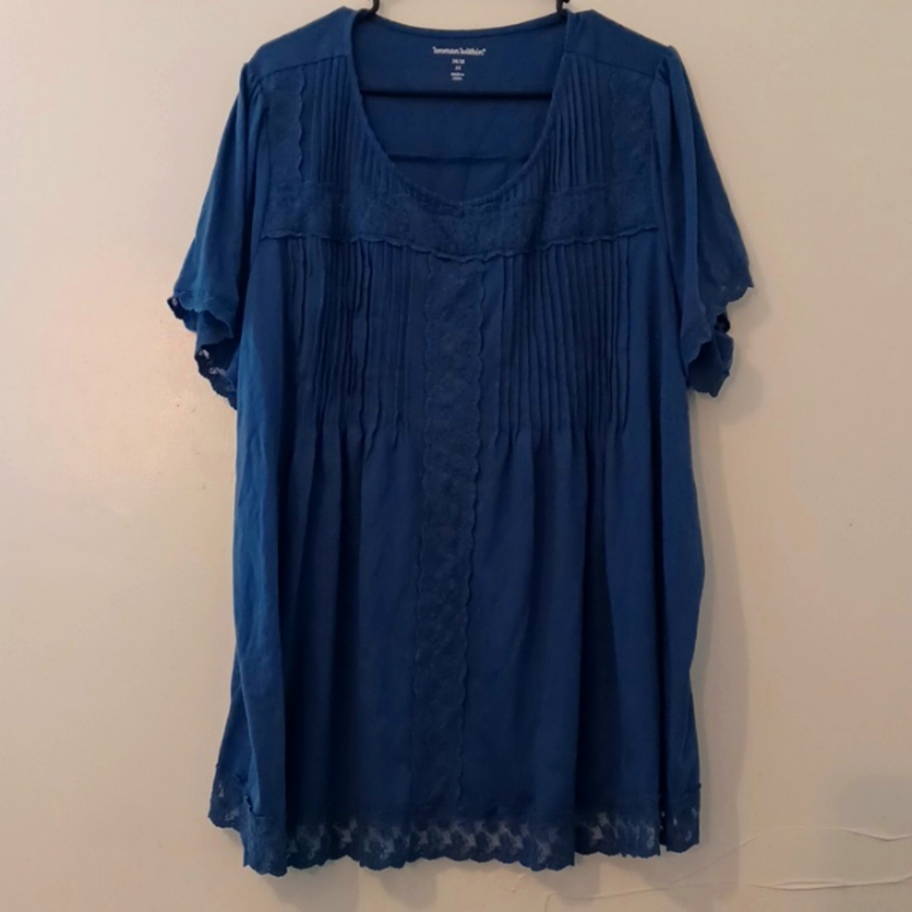Woman Within  Lace-Trim Pintucked Tunic 26/28